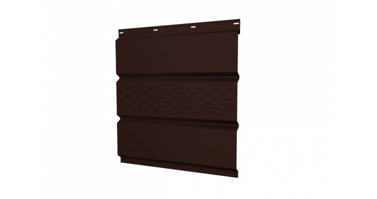 Софит металлический центральная перфорация 0,5 GreenCoat Pural Matt с пленкой RR 887 шоколадно-коричневый