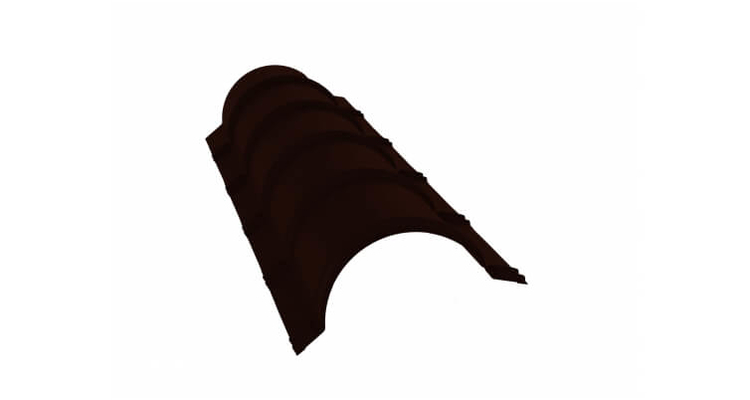Планка малого конька полукруглого 0,45 PE RR 32 темно-коричневый (1,97м)