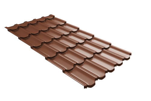 Металлочерепица квинта плюс 0,45 Drap ST RAL 8004 терракота
