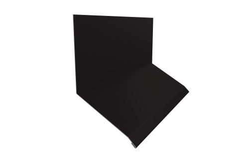 Планка примыкание верхнее к стене фальц 150х130х20 0,5 Satin с пленкой RAL 9005 черный (2м)