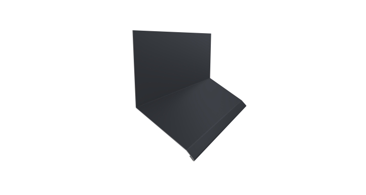 Планка примыкание верхнее к стене фальц 150х130х20 0,5 Satin Matt RAL 7024 мокрый асфальт (3м)